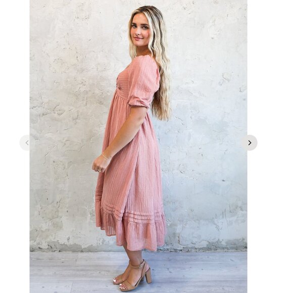 Worth Collective Bronte Midi Dress in Pink Sand Small NWT - Bump Friendly - Picture 3 of 8